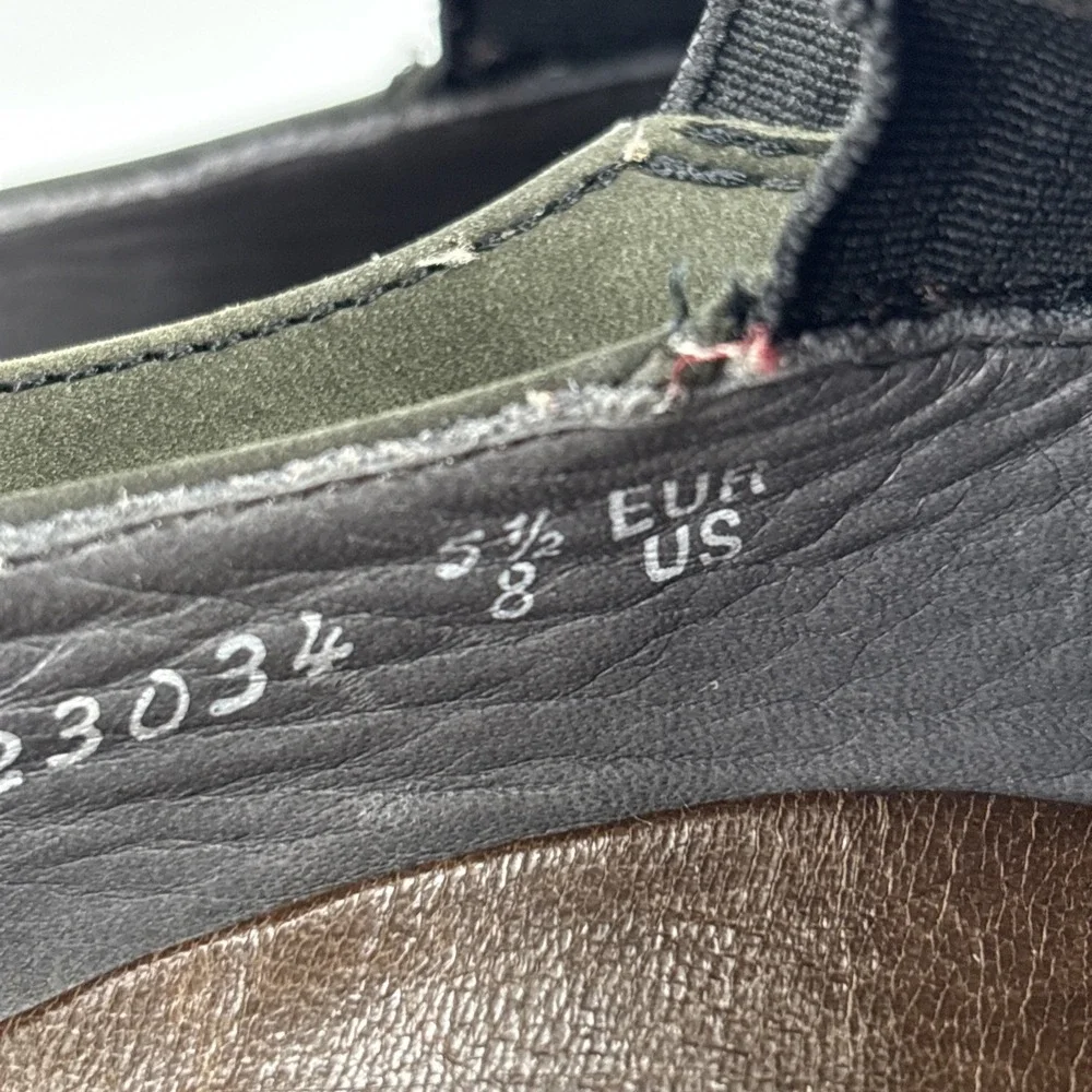Mephisto Air-Jet Wedge Slip On Loafers 8 Olive Fern Moss Green Nubuck Leather